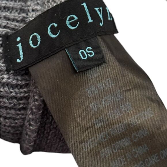 JOCELYN Cowl Infinity SCARF MITTEN Gloves SET Genuine Rabbit FUR Grey NEW - Picture 5 of 5